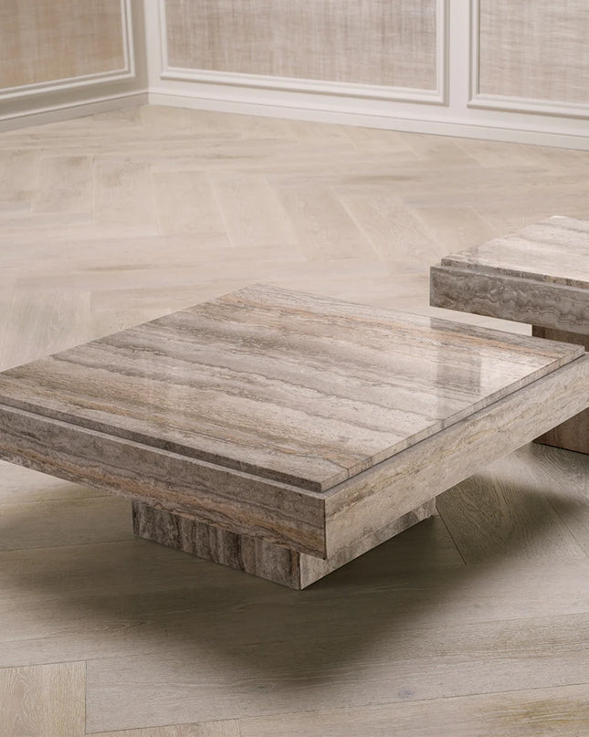 EICHHOLTZ | COFFEE TABLE SARTORIA - TRAVERTINE SILVER